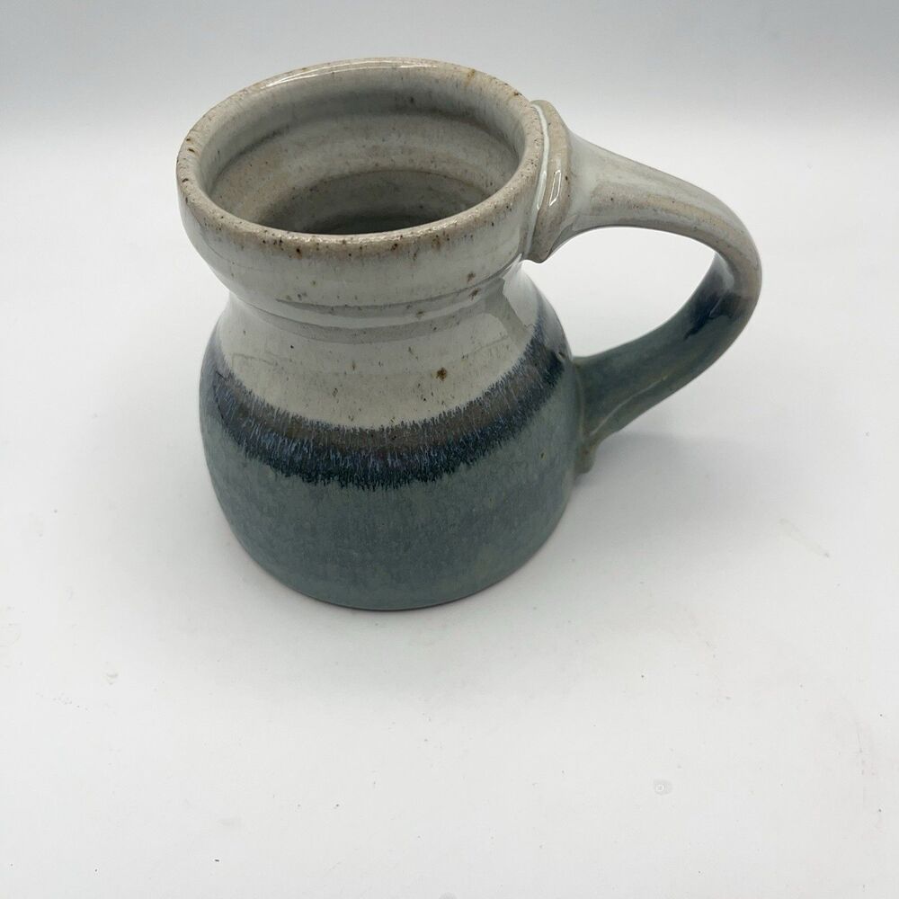 Stoneware Pottery Blue Glazed Drip Coffee Tea Mug Handmade